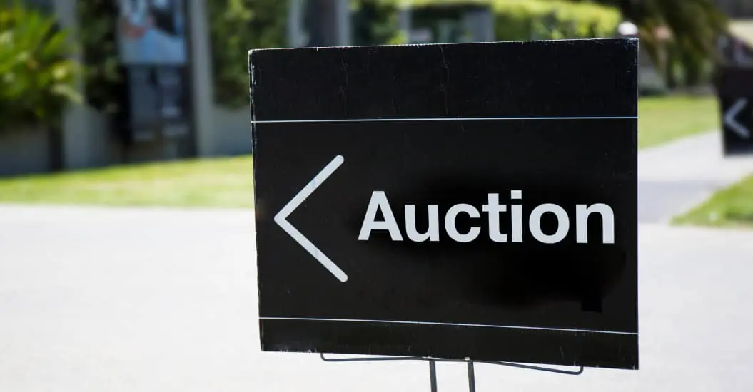 Auction sign in street